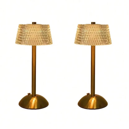 Rechargeable Crystal Table Lamp, Touch Dimming, Cordless LED Bedside Light, 5V Alloy and Iron Body, 2-Piece Set - product view 2