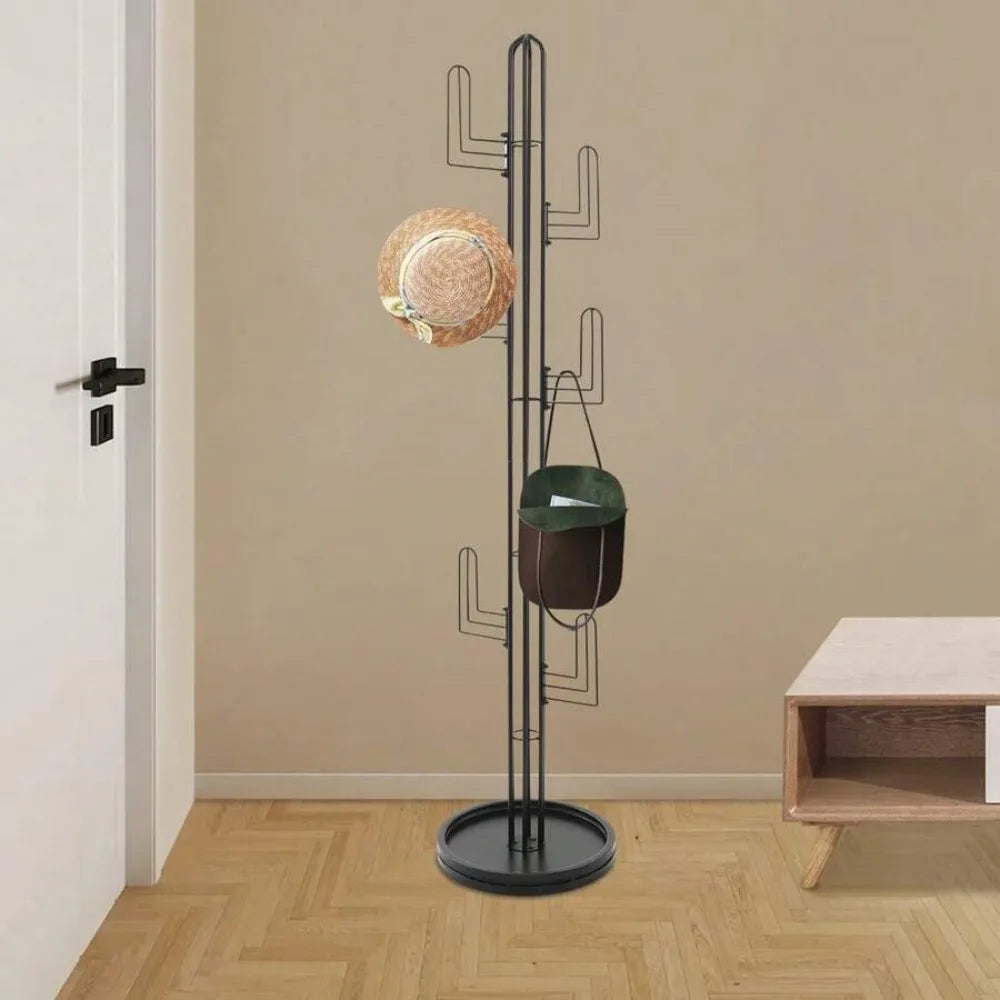 Cactus Freestanding Coat Rack, Vertical Hanging Organizer with Multiple Arms and Stable Base for Entryway, Bedroom or Office - product view 6