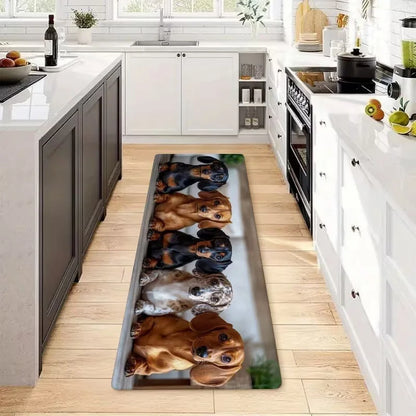 Cartoon Pet Dog Runner Rug, Non-Slip Fade-Resistant 100% Polyester, Machine-Made Mat for Kitchen, Hallway and Home - product view 1