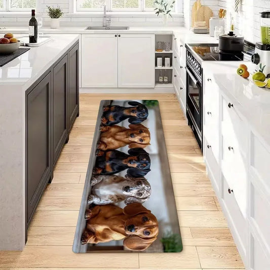 Cartoon Pet Dog Runner Rug, Non-Slip Fade-Resistant 100% Polyester, Machine-Made Mat for Kitchen, Hallway and Home - product view 1