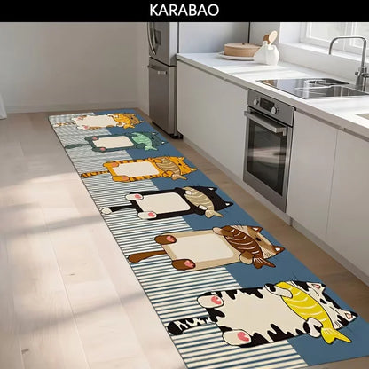 Cartoon Pet Dog Runner Rug, Non-Slip Fade-Resistant 100% Polyester, Machine-Made Mat for Kitchen, Hallway and Home - product view 3