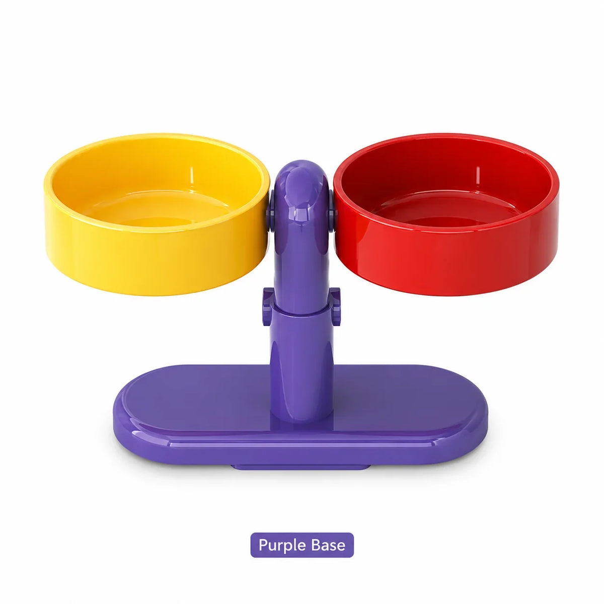 Adjustable Elevated Cat Bowl, Dual Food and Water Bowls, Rotating Rounded ABS Stand with Suction Base - product view 1