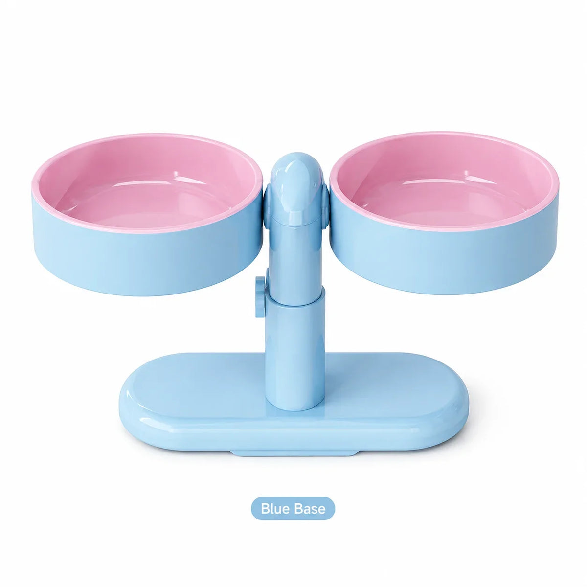 Adjustable Elevated Cat Bowl, Dual Food and Water Bowls, Rotating Rounded ABS Stand with Suction Base - product view 3