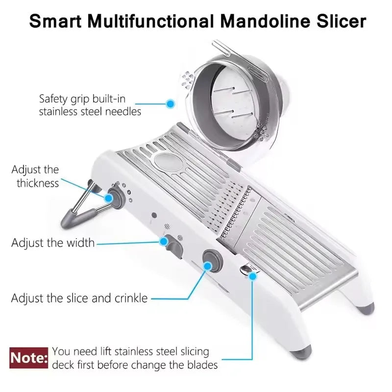 Adjustable 18-Blade Mandoline Slicer, Stainless Steel and PP, Vegetable Julienne Cutter for Fruit and Produce - product view 3