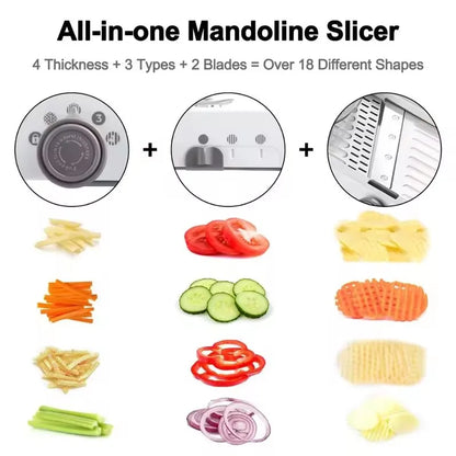 Adjustable 18-Blade Mandoline Slicer, Stainless Steel and PP, Vegetable Julienne Cutter for Fruit and Produce - product view 4