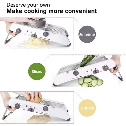 Adjustable 18-Blade Mandoline Slicer, Stainless Steel and PP, Vegetable Julienne Cutter for Fruit and Produce - product view 6