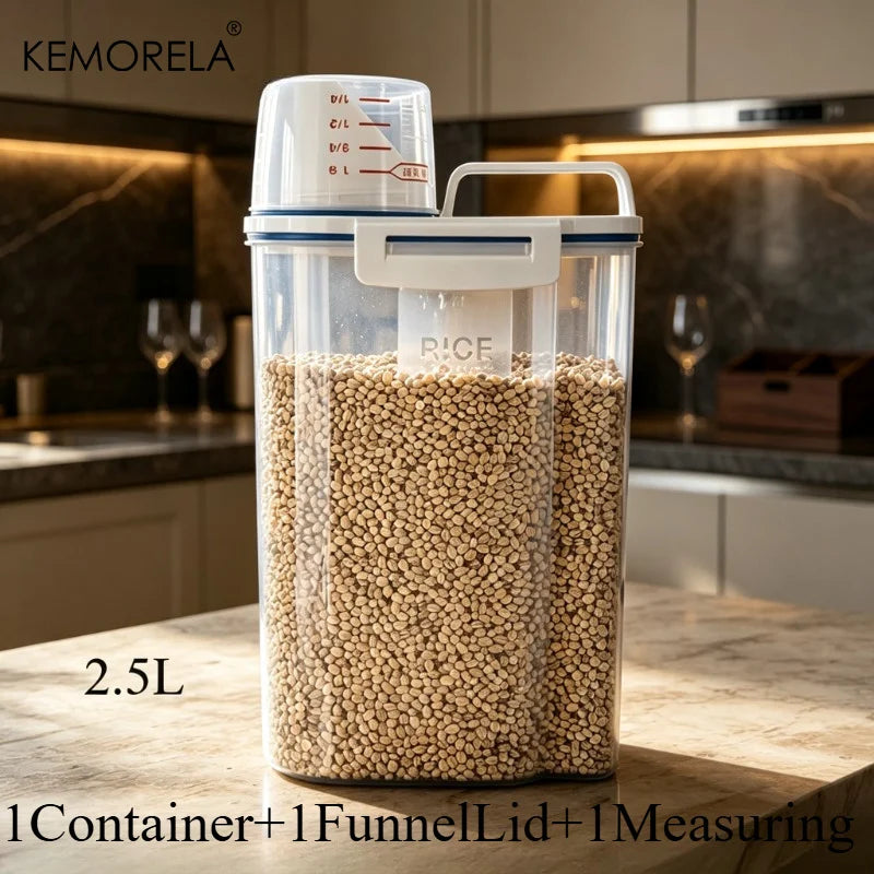 Airtight Cereal Container, 2.5L Plastic Food Storage Box for Grain, Rice, Flour and Nuts in the Kitchen Pantry - product view 1