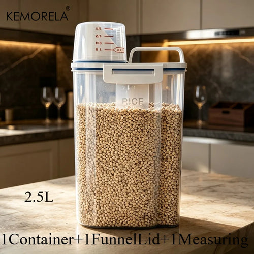 Airtight Cereal Container, 2.5L Plastic Food Storage Box for Grain, Rice, Flour and Nuts in the Kitchen Pantry - product view 1