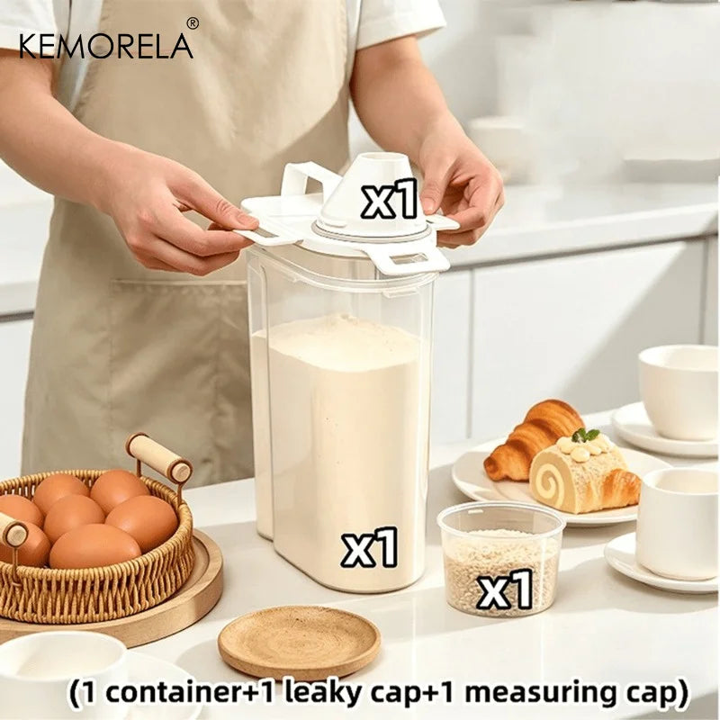 Airtight Cereal Container, 2.5L Plastic Food Storage Box for Grain, Rice, Flour and Nuts in the Kitchen Pantry - product view 4