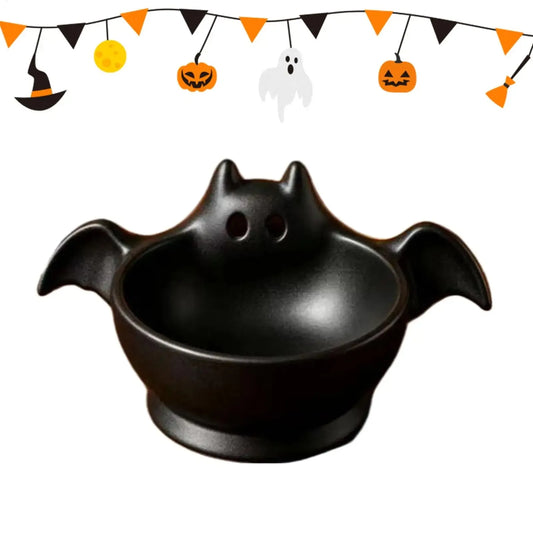Halloween Decorative Bowl, Bat Tray Candy Dish, Gothic Entryway Trinket Holder and Serving Accent in Black or White - product view 1