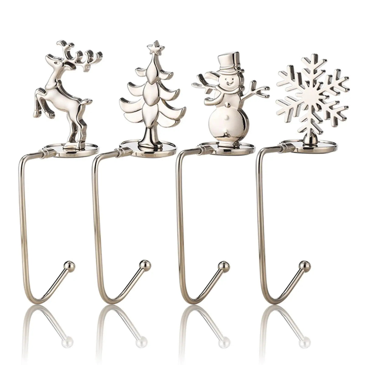 Christmas Stocking Holder Hook, Decorative Holiday Fireplace Hanger in Snowflake, Tree, Deer and Snowman Styles - product view 3
