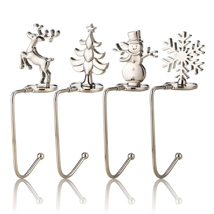 Christmas Stocking Holder Hook, Decorative Holiday Fireplace Hanger in Snowflake, Tree, Deer and Snowman Styles - product view 3
