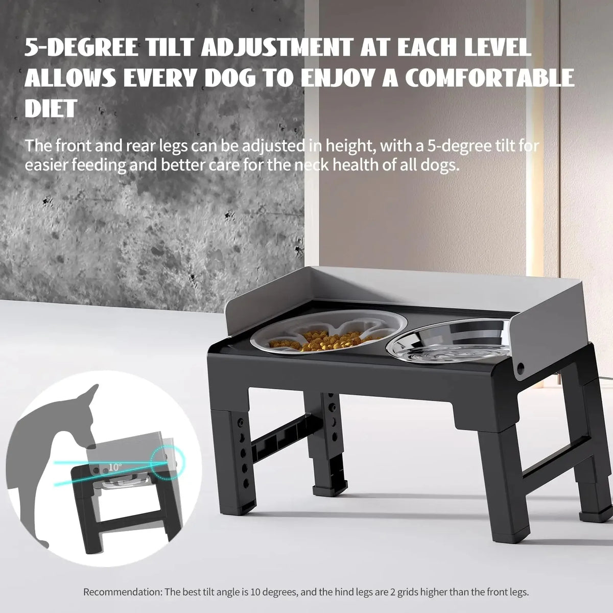 Raised Dog Feeding Bowl, Adjustable Height and Angle, Non-Slip Spill-Proof Plastic Bowl for Everyday Pet Feeding - product view 5