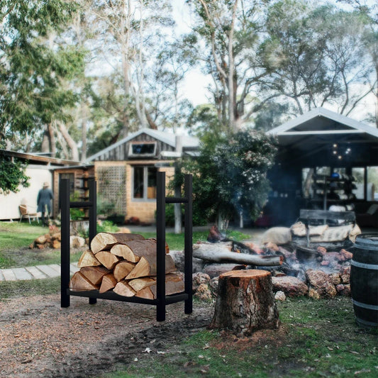 Outdoor Firewood Rack, Metal Log Holder for Wood Pile Storage, 60 x 25.4 x 61.5 cm, Open Design for Patio - product view 1