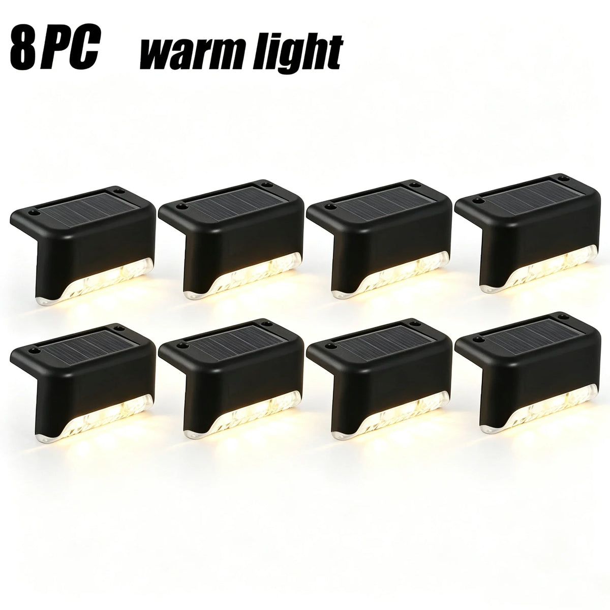 Solar Step Lights, 3000K Warm White LED Deck Lights, IP44 Weather Resistant, Auto On/Off, 8 or 16 Pack - product view 1