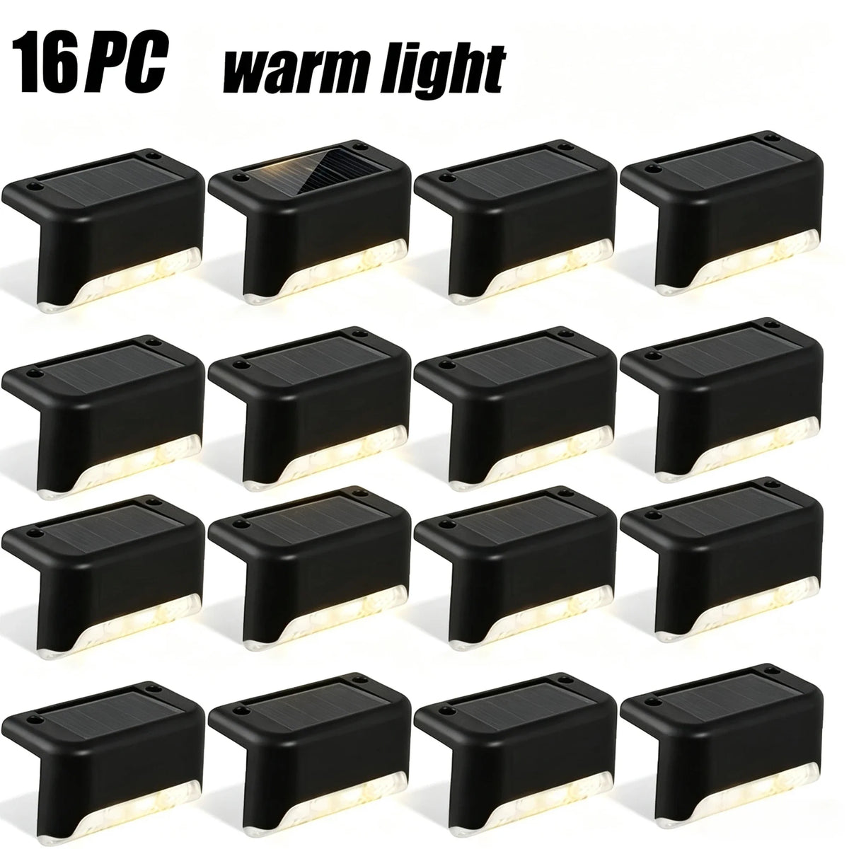 Solar Step Lights, 3000K Warm White LED Deck Lights, IP44 Weather Resistant, Auto On/Off, 8 or 16 Pack - product view 2