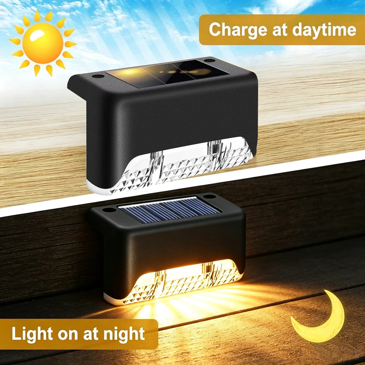 Solar Step Lights, 3000K Warm White LED Deck Lights, IP44 Weather Resistant, Auto On/Off, 8 or 16 Pack - product view 6