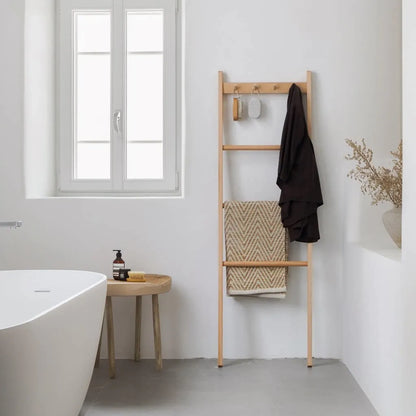 Beechwood Towel Ladder Rack, Reusable Leaning Blanket Holder and Quilt Display for Bathroom, Bedroom or Living Room - product view 6