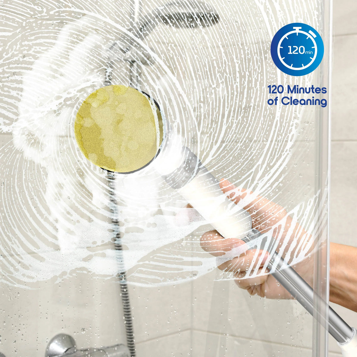 Electric Spin Scrubber, Cordless Rechargeable Cleaning Brush with 9 Heads, 120-Minute Runtime and Adjustable Handle for Home - product view 2