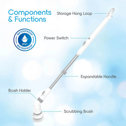 Electric Spin Scrubber, Cordless Rechargeable Cleaning Brush with 9 Heads, 120-Minute Runtime and Adjustable Handle for Home - product view 5