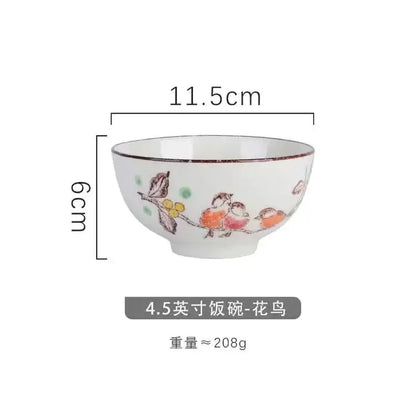 5-Inch Ceramic Decorative Bowl, Japanese-Style High-Footed Rice Bowl with Creative Pattern for Kitchen Tableware - product view 6