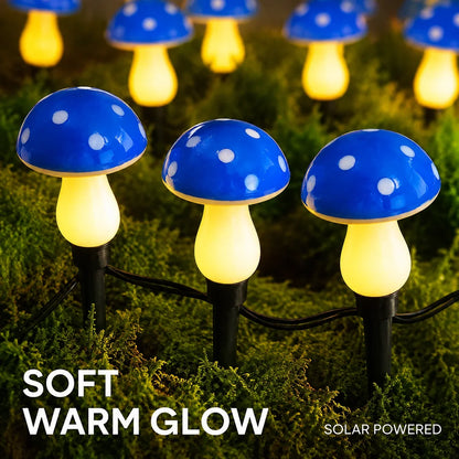 Solar Mushroom Garden Stake Lights, Automatic Night Sensor, Warm White Glow, 10 or 20 LED Options for Pathways and Patios - product view 2