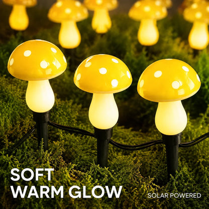 Solar Mushroom Garden Stake Lights, Automatic Night Sensor, Warm White Glow, 10 or 20 LED Options for Pathways and Patios - product view 4