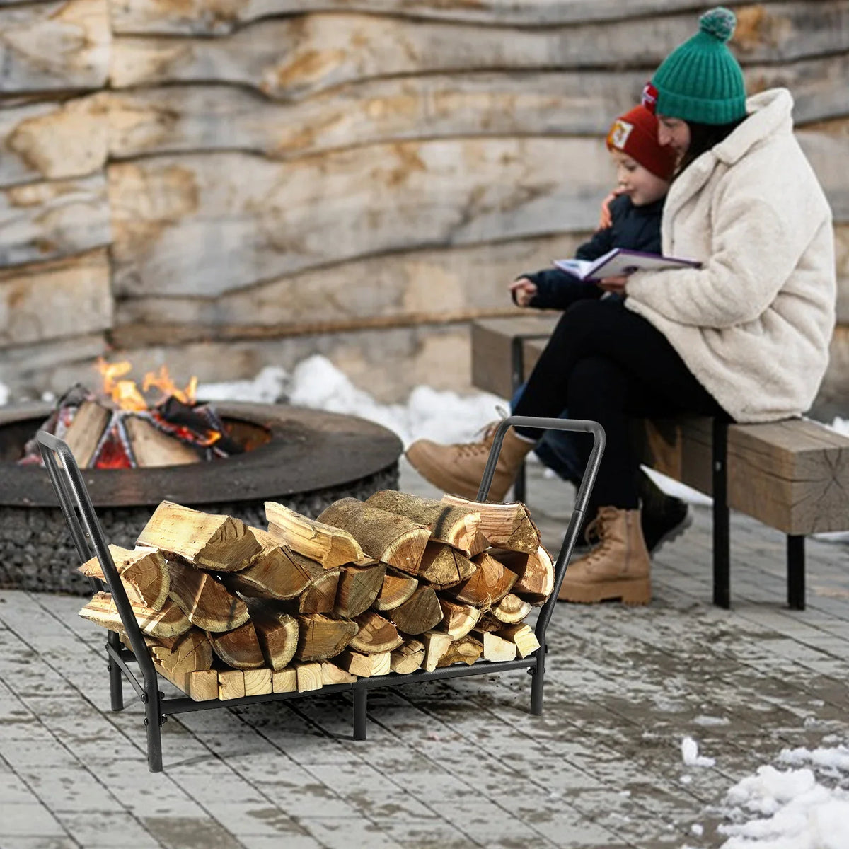 Adjustable Metal Firewood Rack, Heavy-Duty Log Stacker for Indoor Fireplace and Outdoor Wood Pile Storage - product view 2