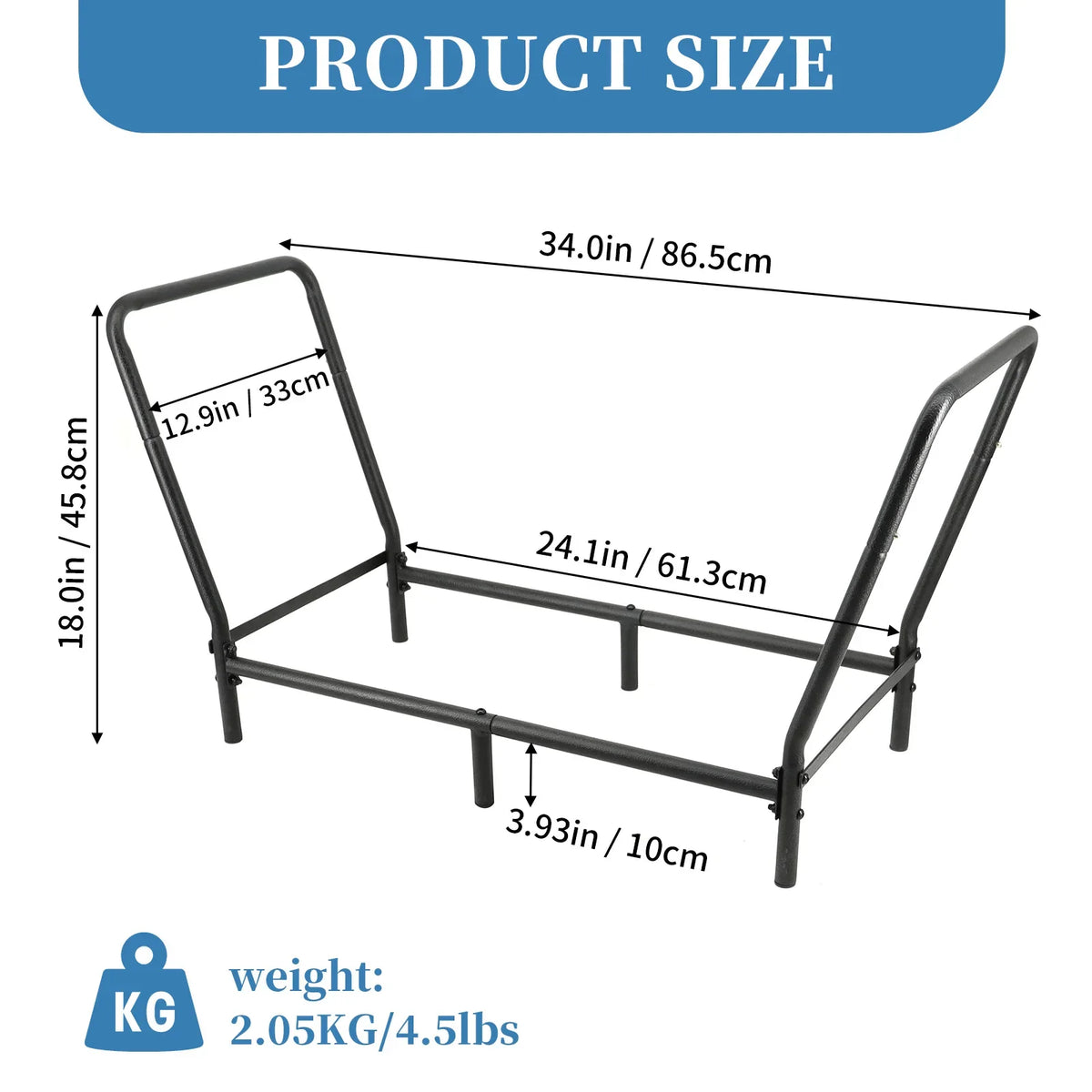 Adjustable Metal Firewood Rack, Heavy-Duty Log Stacker for Indoor Fireplace and Outdoor Wood Pile Storage - product view 6