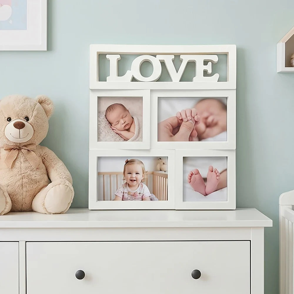Rectangle Shadow Box Frame, Plastic American-Style Multi-Photo Display for Living Room Wall Décor, White - product view 5