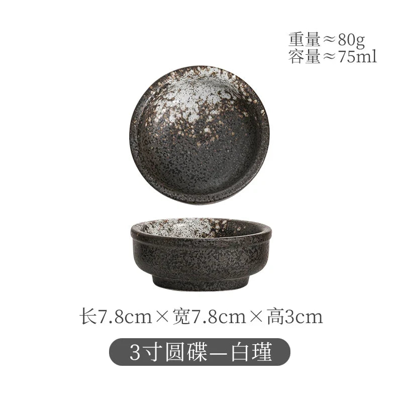 Japanese Ceramic Seasoning Bowl, 3-Inch Round Solid Under-Glazed Dish, Mini Sushi Tableware for Sauces and Décor - product view 2
