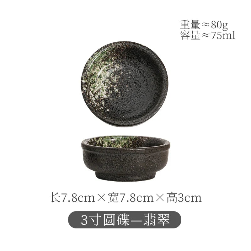 Japanese Ceramic Seasoning Bowl, 3-Inch Round Solid Under-Glazed Dish, Mini Sushi Tableware for Sauces and Décor - product view 3