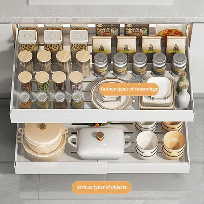Expandable Slide-Out Cabinet Organizer, 32–52cm Adjustable Copper Shelf with Adhesive Fixing for Pantry and Under-Sink Storage - product view 6