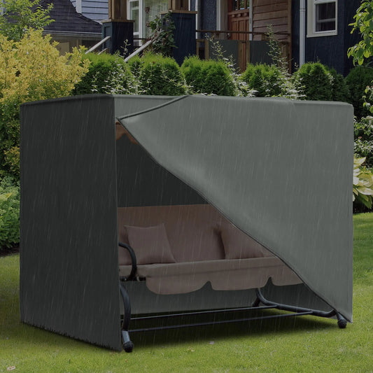 Outdoor Swing Chair Cover, Water-Resistant Oxford Cloth, UV and Weather Protection, Drawstring and Zipper, Gray, 80.75 x 48.75 x 64.5 in - product view 1