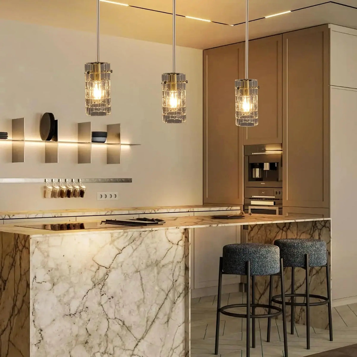 Gold Glass Pendant Light, Stainless Steel Body, E26 Socket, 110V AC, Assembly Required for Dining Rooms and Hallways - product view 5