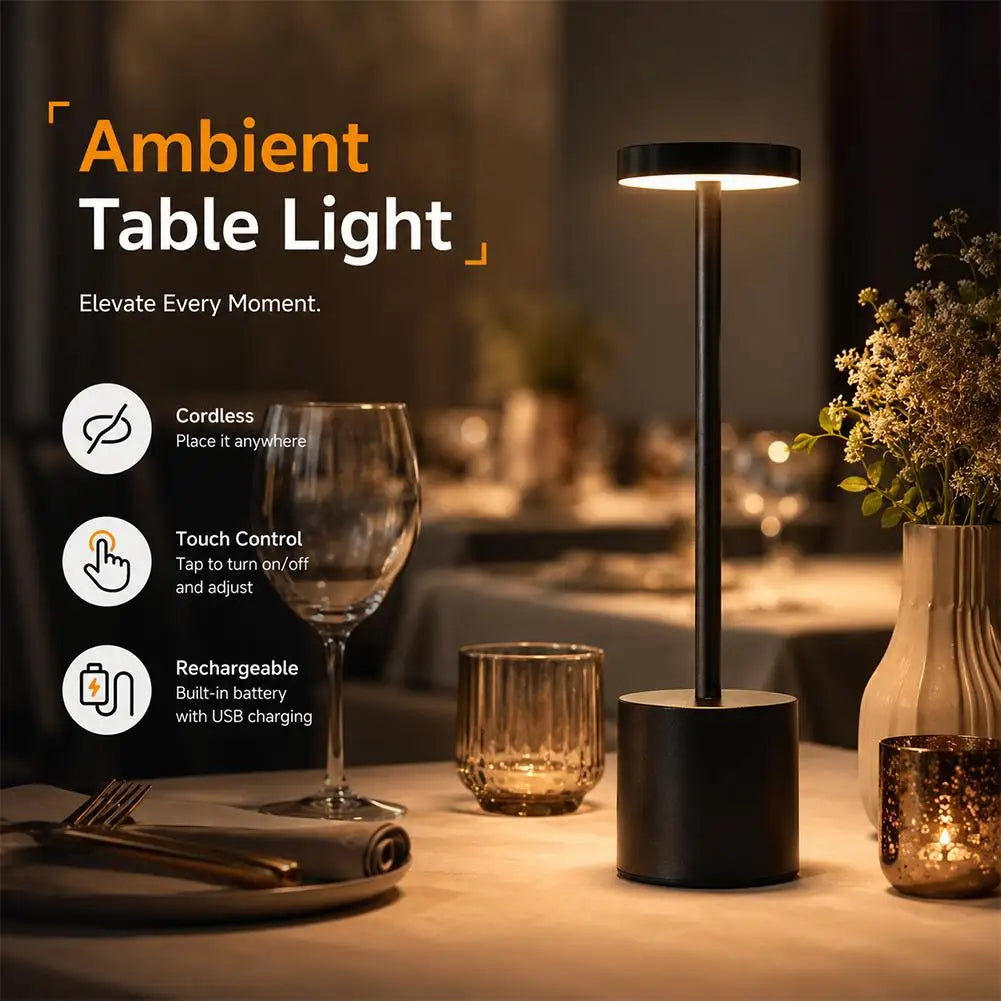 Rechargeable Table Lamp, Cordless LED Touch Desk Light, Stepless Dimming, 3 Color Temperatures, 5V DC - product view 4