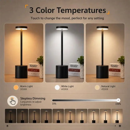 Rechargeable Table Lamp, Cordless LED Touch Desk Light, Stepless Dimming, 3 Color Temperatures, 5V DC - product view 5