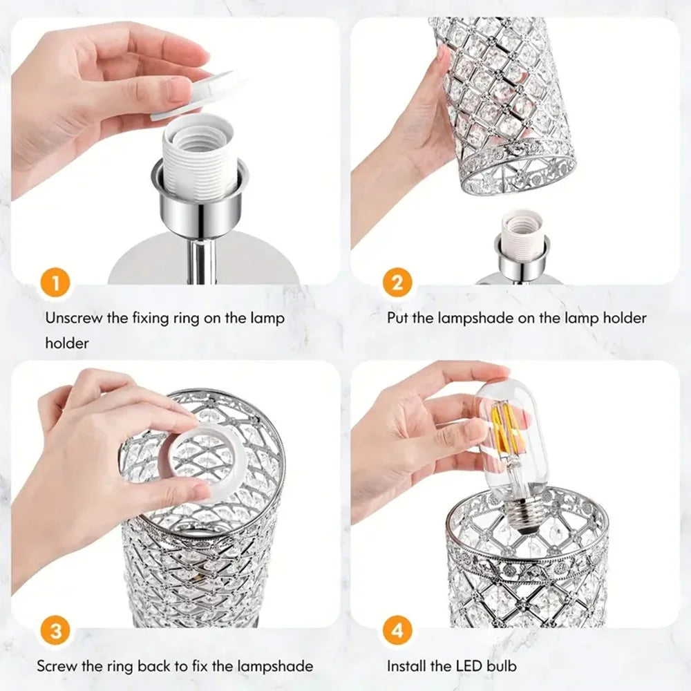 Crystal Touch Table Lamp, 3 Brightness Settings, Dual USB Ports, LED Light, 5V DC for Office and Living Room - product view 6