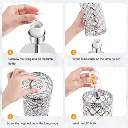 Crystal Touch Table Lamp, 3 Brightness Settings, Dual USB Ports, LED Light, 5V DC for Office and Living Room - product view 6