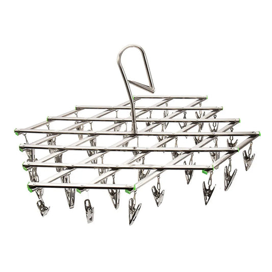 Hanging Clip Drying Rack, Stainless Steel Laundry Hanger with Wind-Lock Hook, 20 or 35 Clips for Indoor and Outdoor Use - product view 1