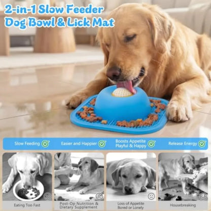 Slow Feeder Dog Bowl and Lick Mat, Silicone-Style Interactive Treat Bowl with Anti-Slip Base for Dogs and Cats - product view 2
