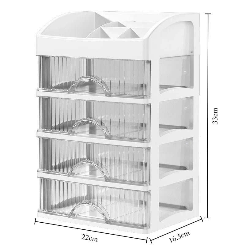 5-Tier Drawer Organizer, Transparent Cosmetic Storage Box, Waterproof PP Vanity Shelf for Makeup, Skincare and Stationery - product view 1