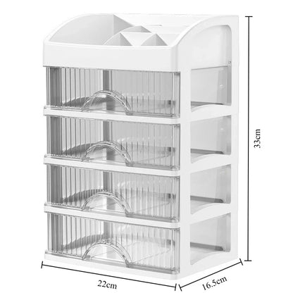 5-Tier Drawer Organizer, Transparent Cosmetic Storage Box, Waterproof PP Vanity Shelf for Makeup, Skincare and Stationery - product view 1