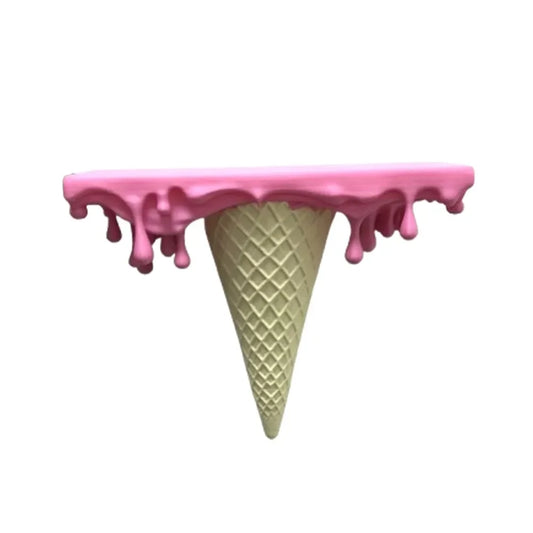 Melting Ice Cream Floating Wall Shelf, 3D-Printed Plastic Display Shelf, 24.7 × 8.9 × 20 cm, Pink, Green or Colorful - product view 1