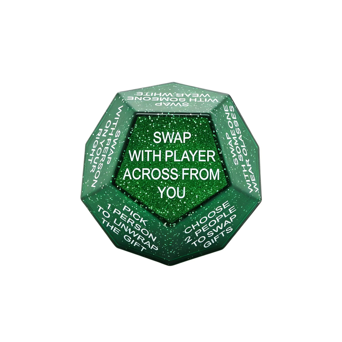 Christmas Gift Exchange Dice, Green Plastic Santa Swap Party Game Die, Compact Stocking Stuffer for Holiday Gatherings - product view 1