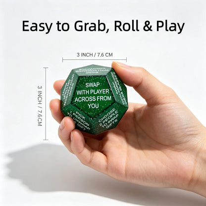 Christmas Gift Exchange Dice, Green Plastic Santa Swap Party Game Die, Compact Stocking Stuffer for Holiday Gatherings - product view 4