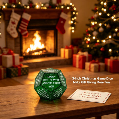 Christmas Gift Exchange Dice, Green Plastic Santa Swap Party Game Die, Compact Stocking Stuffer for Holiday Gatherings - product view 5