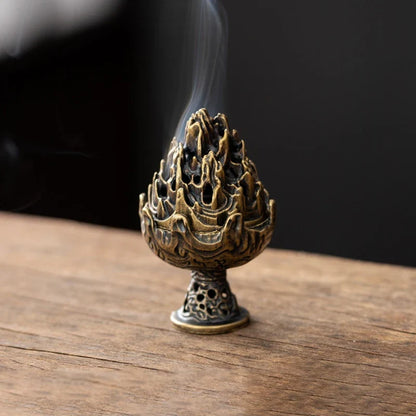Vintage Copper Incense Holder, Three-Legged Hollow-Out Design, Incense Stick Censer for Tabletop Aromatherapy Décor - product view 2