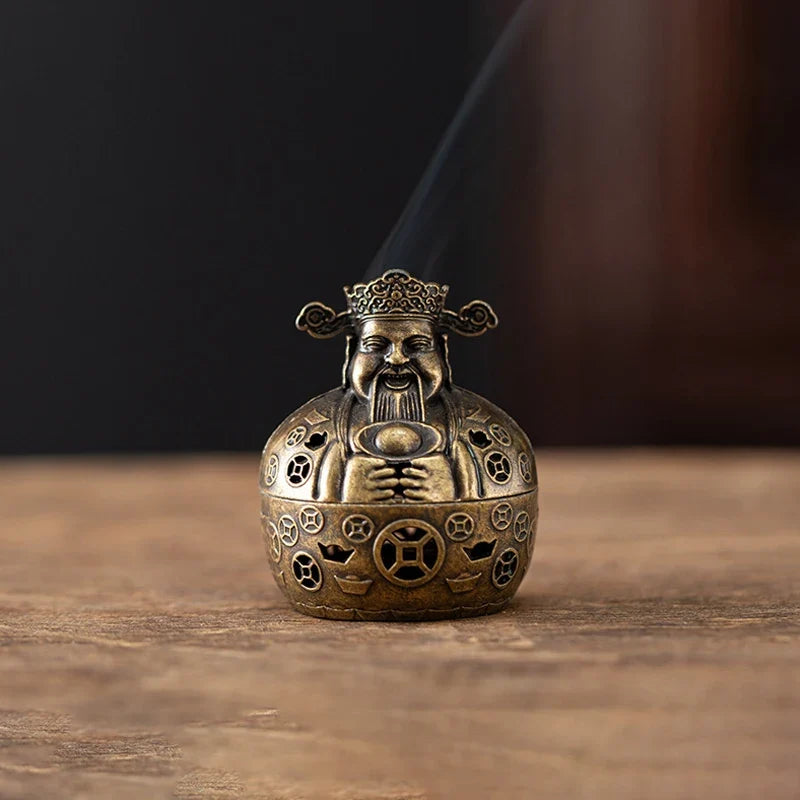 Vintage Copper Incense Holder, Three-Legged Hollow-Out Design, Incense Stick Censer for Tabletop Aromatherapy Décor - product view 3