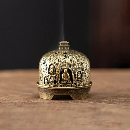 Vintage Copper Incense Holder, Three-Legged Hollow-Out Design, Incense Stick Censer for Tabletop Aromatherapy Décor - product view 4